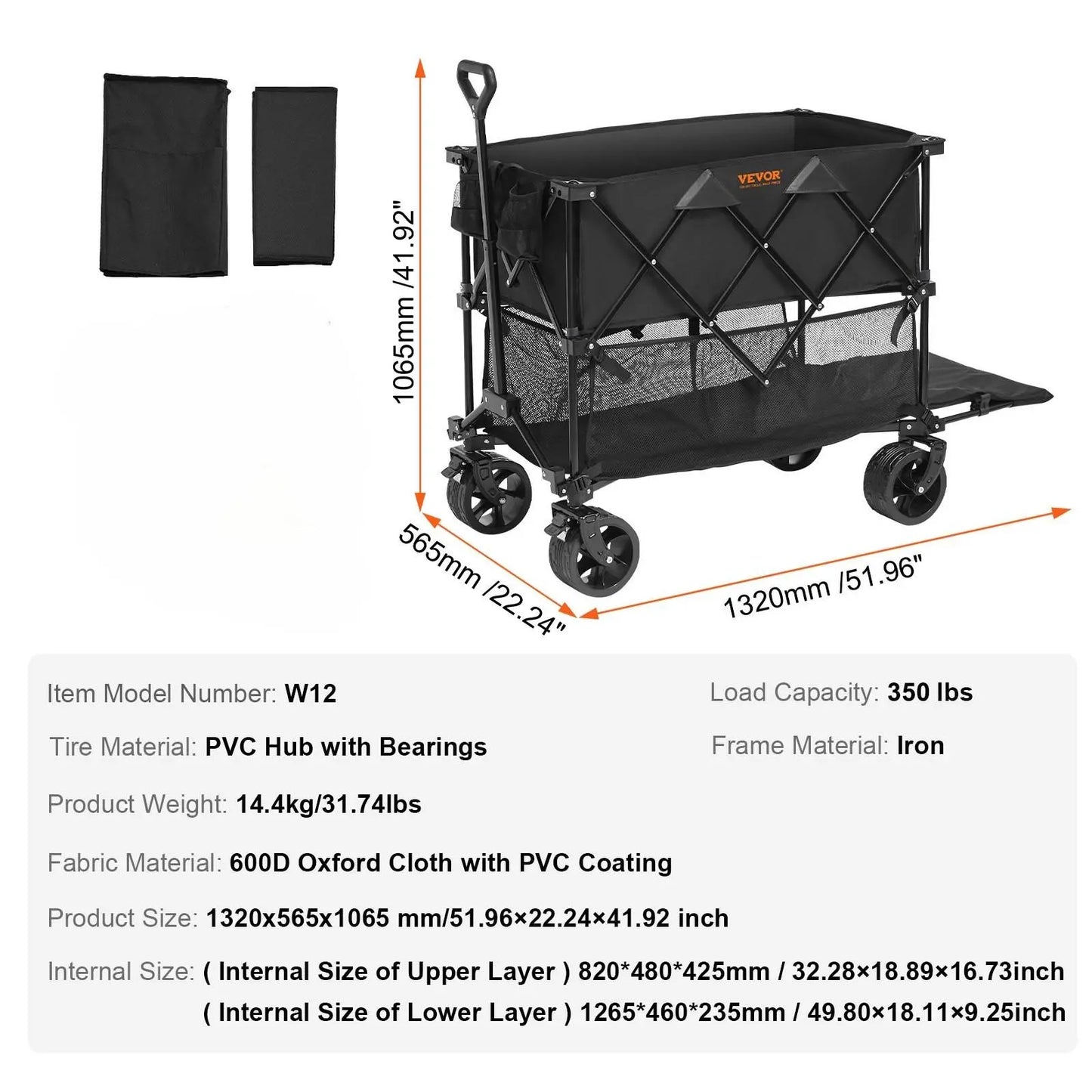 VEVOR Foldable Double Decker Wagon, Summervibes