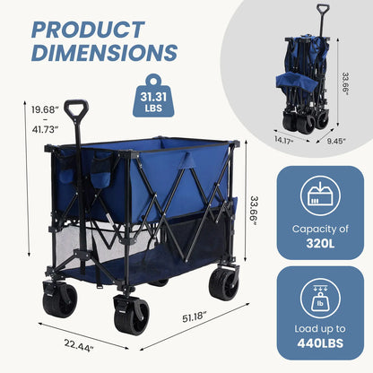Large Capacity Folding Double Decker Wagon with Brakes