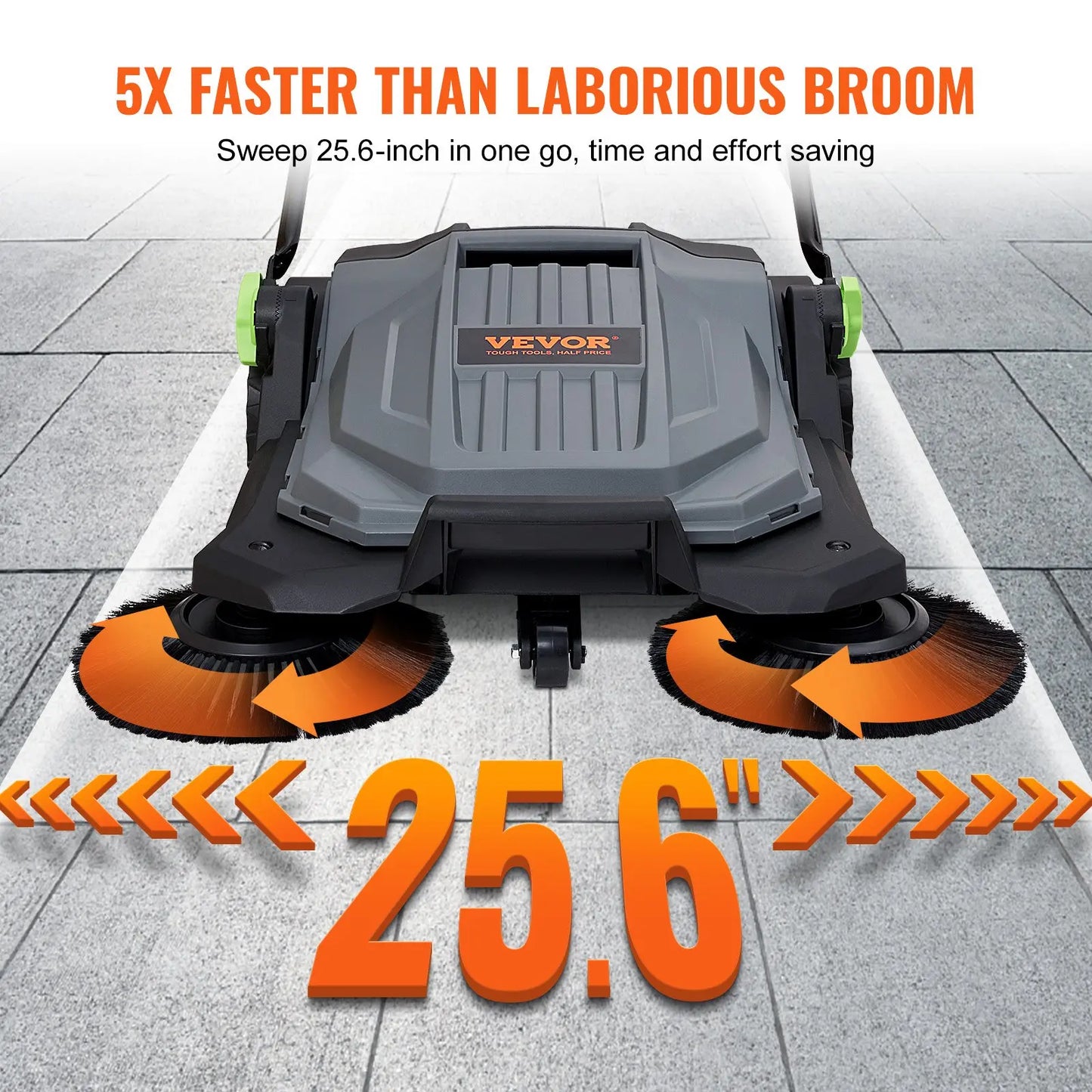 VEVOR 25.6" Walk-Behind Push Floor Sweeper