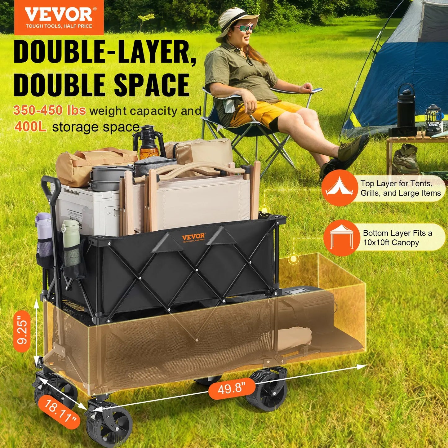 VEVOR Foldable Double Decker Wagon, Summervibes